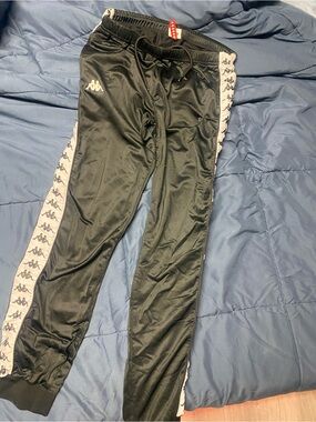 Kappa Black Logo-Strip Track Pants